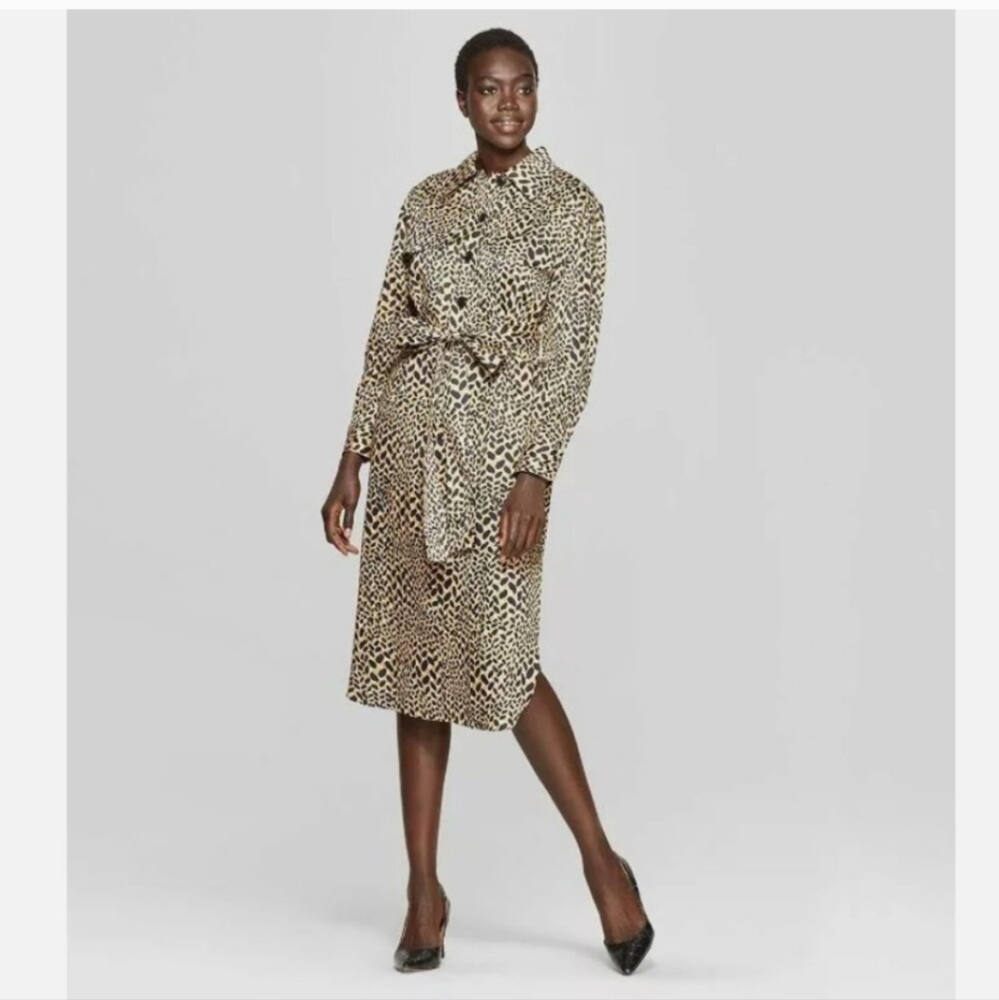 Who What Wear Animal Print Button-Up Dress